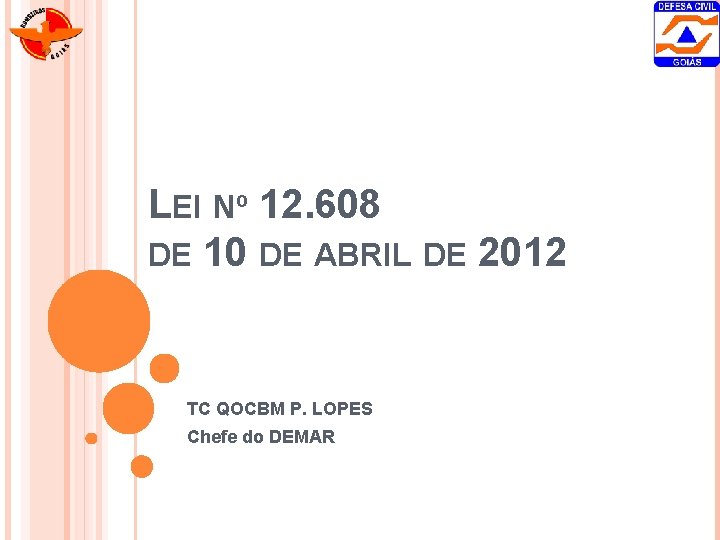 LEI Nº 12. 608 DE 10 DE ABRIL DE 2012 TC QOCBM P. LOPES