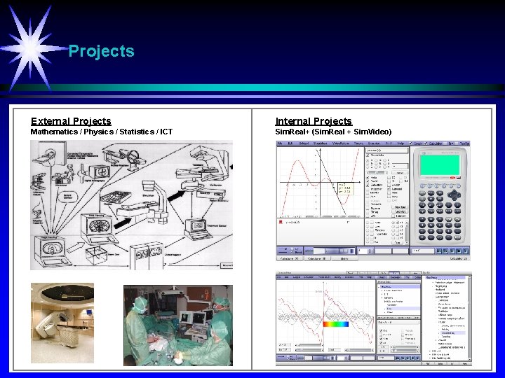 Projects External Projects Internal Projects Mathematics / Physics / Statistics / ICT Sim. Real+
