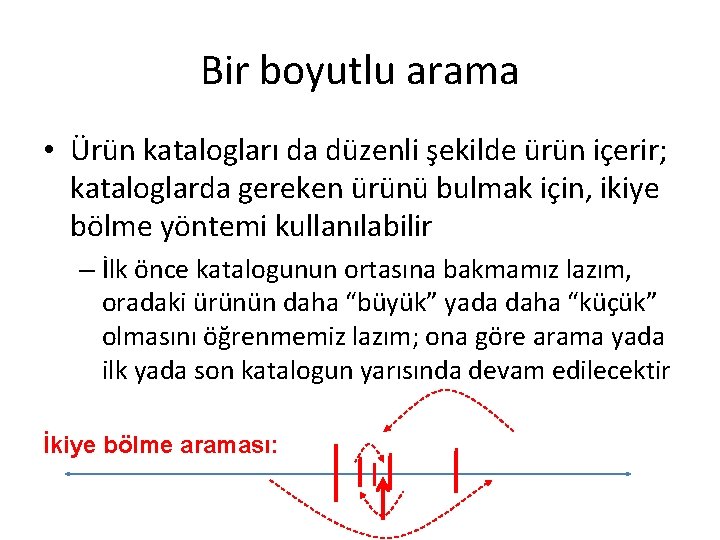 Bir boyutlu arama • Ürün katalogları da düzenli şekilde ürün içerir; kataloglarda gereken ürünü