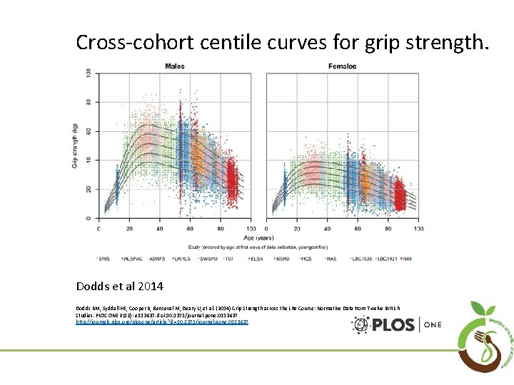 Cross-cohort centile curves for grip strength. Dodds et al 2014 Dodds RM, Syddall HE,