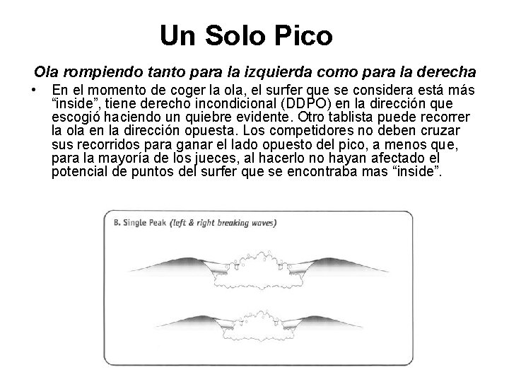 Un Solo Pico Ola rompiendo tanto para la izquierda como para la derecha •