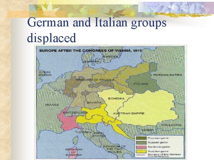 German and Italian groups displaced 