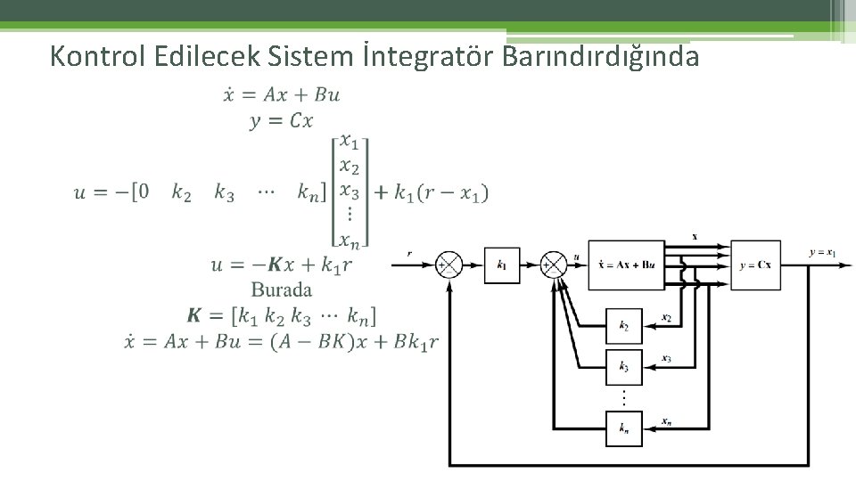 Kontrol Edilecek Sistem İntegratör Barındırdığında 