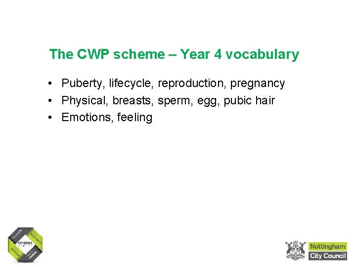 Sex and Relationships Education in Primary Schools The CWP scheme – Year 4 vocabulary Sex and Relationships Education in Primary Schools The CWP scheme – Year 4 vocabulary