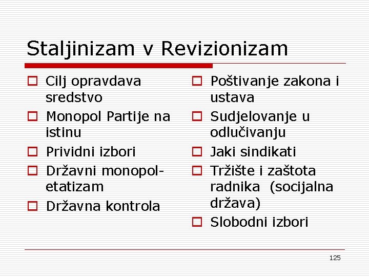 Staljinizam v Revizionizam o Cilj opravdava sredstvo o Monopol Partije na istinu o Prividni