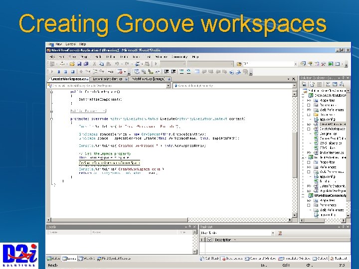 Creating Groove workspaces 