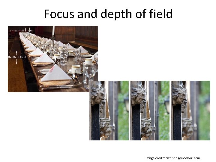 Focus and depth of field Image credit: cambridgeincolour. com Focus and depth of field Image credit: cambridgeincolour. com