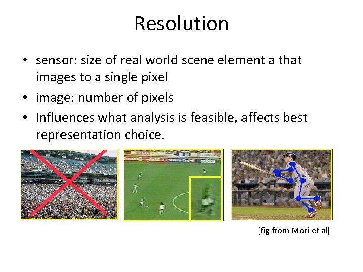 Resolution • sensor: size of real world scene element a that images to a Resolution • sensor: size of real world scene element a that images to a