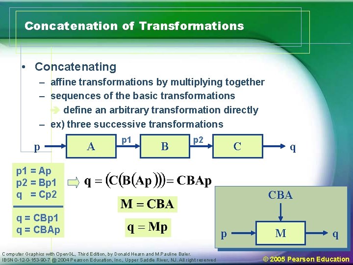 Concatenation of Transformations • Concatenating – affine transformations by multiplying together – sequences of