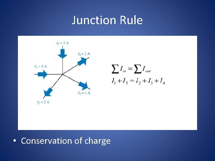 Junction Rule • Conservation of charge 