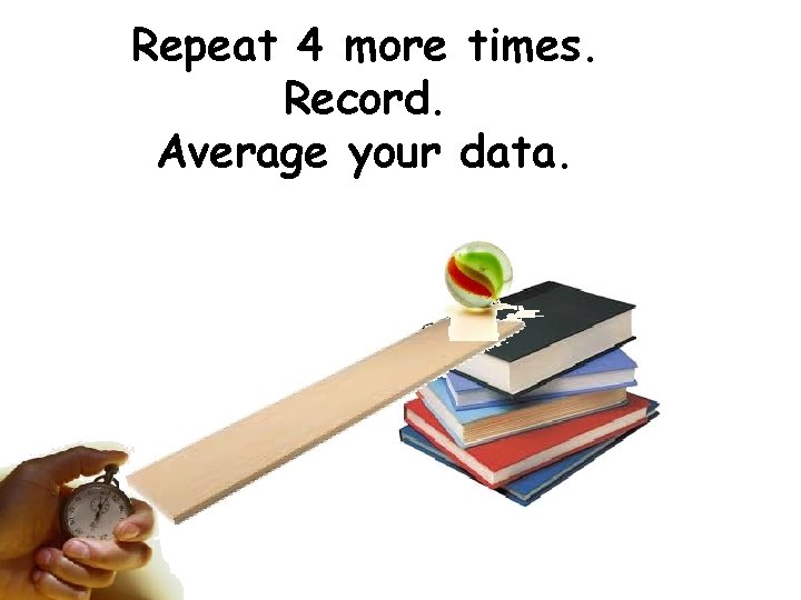 Repeat 4 more times. Record. Average your data. 