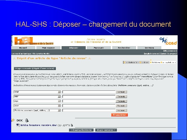 HAL-SHS : Déposer – chargement du document 