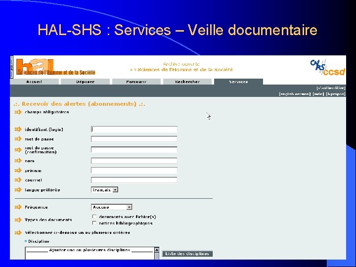 HAL-SHS : Services – Veille documentaire 