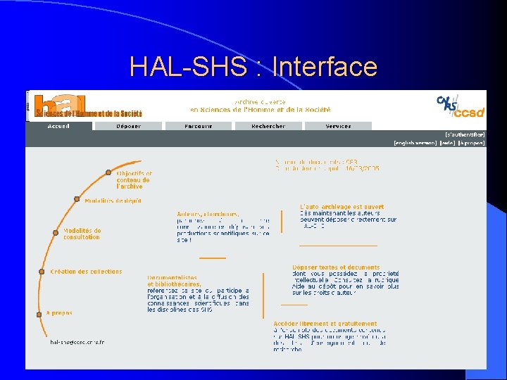 HAL-SHS : Interface 