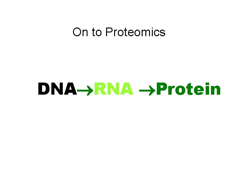 On to Proteomics DNA RNA Protein 