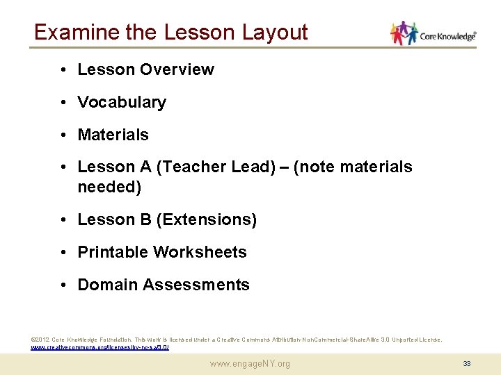 Examine the Lesson Layout • Lesson Overview • Vocabulary • Materials • Lesson A