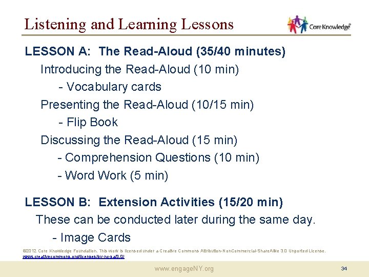 Listening and Learning Lessons LESSON A: The Read-Aloud (35/40 minutes) Introducing the Read-Aloud (10