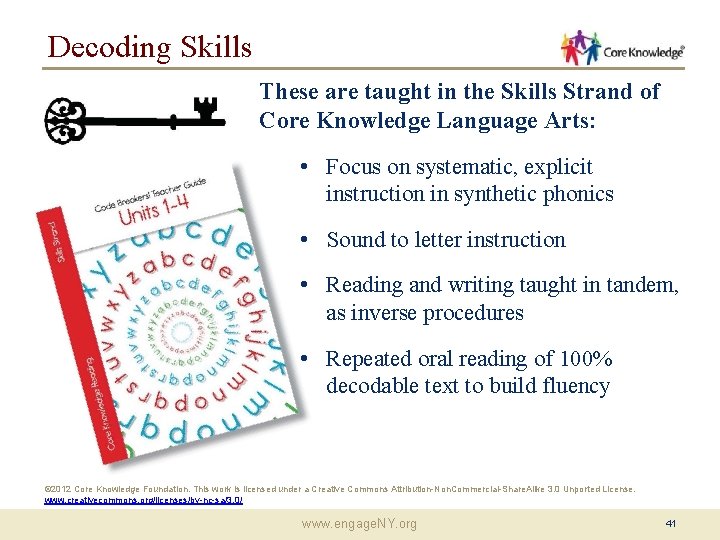 Decoding Skills These are taught in the Skills Strand of Core Knowledge Language Arts: