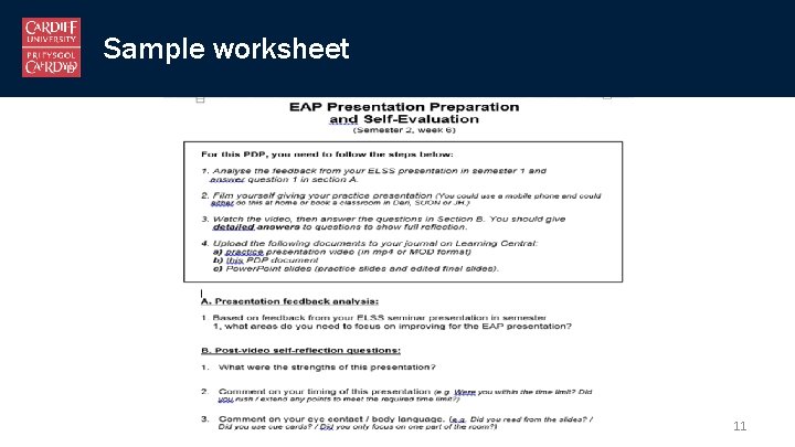 Sample worksheet 11 