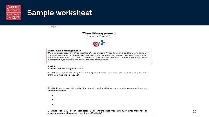 Sample worksheet 12 