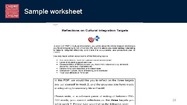 Sample worksheet 13 