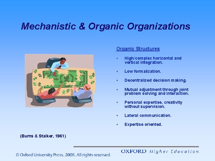 Mechanistic & Organic Organizations Organic Structures (Burns & Stalker, 1961) • High/complex horizontal and Mechanistic & Organic Organizations Organic Structures (Burns & Stalker, 1961) • High/complex horizontal and