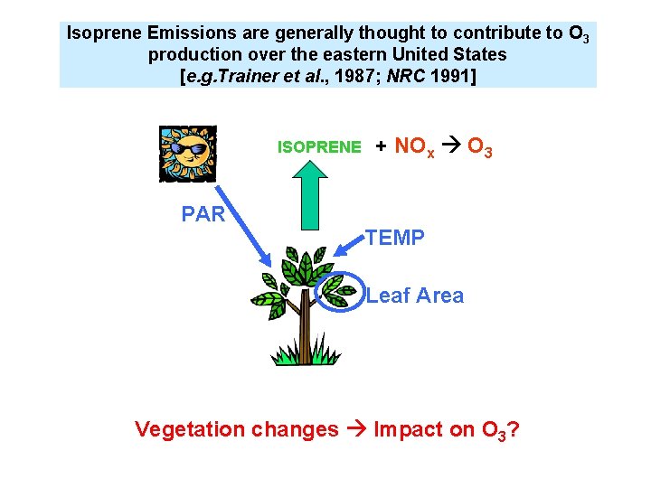 Isoprene Emissions are generally thought to contribute to O 3 production over the eastern