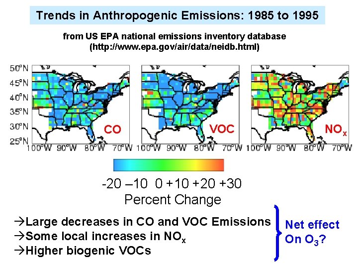Trends in Anthropogenic Emissions: 1985 to 1995 from US EPA national emissions inventory database