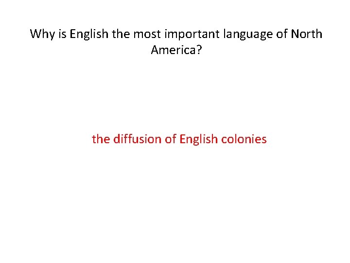 Why is English the most important language of North America? the diffusion of English