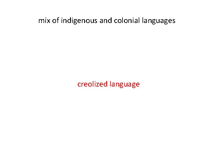 mix of indigenous and colonial languages creolized language 