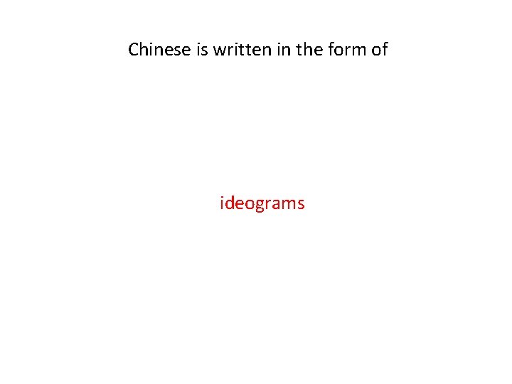 Chinese is written in the form of ideograms 