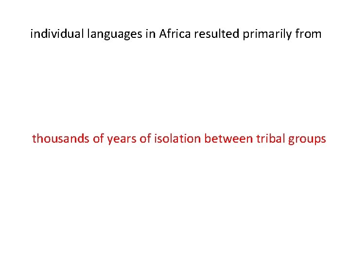 individual languages in Africa resulted primarily from thousands of years of isolation between tribal