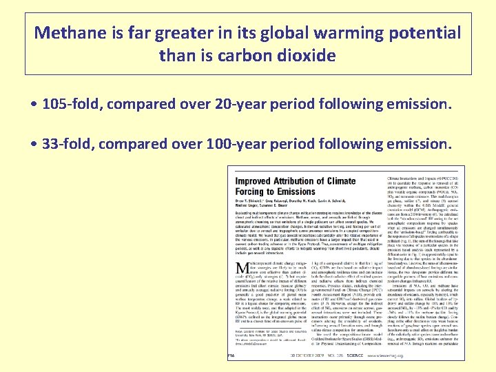 Methane is far greater in its global warming potential than is carbon dioxide •