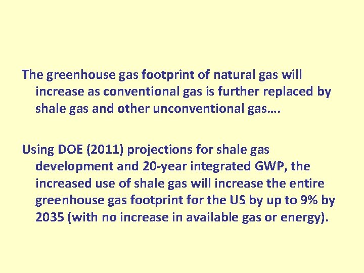 The greenhouse gas footprint of natural gas will increase as conventional gas is further