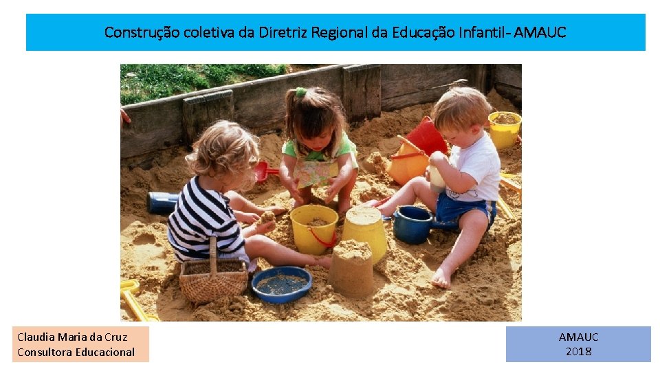 Construção coletiva da Diretriz Regional da Educação Infantil- AMAUC Claudia Maria da Cruz Consultora