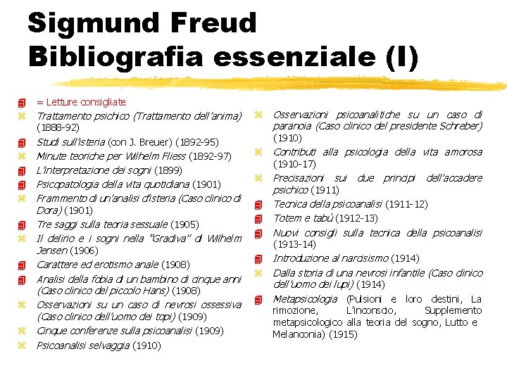 Sigmund Freud Bibliografia essenziale (I) 4 = Letture consigliate z Trattamento psichico (Trattamento dell’anima)