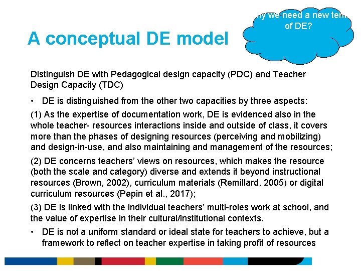 A conceptual DE model Why we need a new term of DE? Distinguish DE A conceptual DE model Why we need a new term of DE? Distinguish DE
