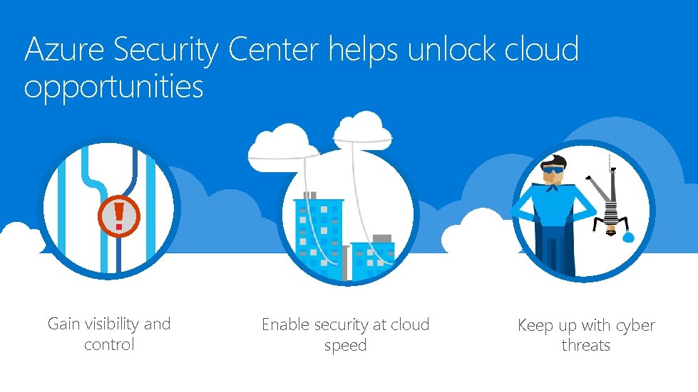 Azure Security Center helps unlock cloud opportunities Gain visibility and control Enable security at Azure Security Center helps unlock cloud opportunities Gain visibility and control Enable security at