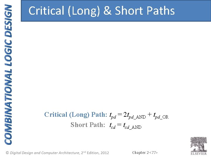 Critical (Long) & Short Paths Critical (Long) Path: tpd = 2 tpd_AND + tpd_OR
