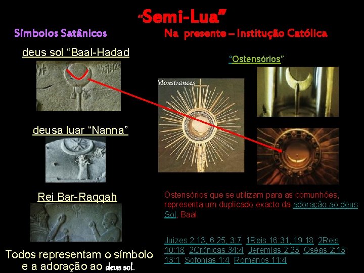 Semi-Lua” “ Símbolos Satânicos deus sol “Baal-Hadad Na presente – Institução Católica “Ostensórios” deusa