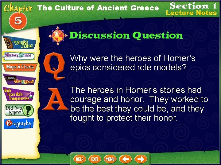 The Culture of Ancient Greece Why were the heroes of Homer’s epics considered role