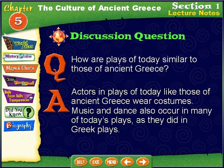 The Culture of Ancient Greece How are plays of today similar to those of