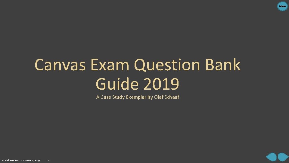 Menu Canvas Exam Question Bank Guide 2019 A Case Study Exemplar by Olaf Schaaf