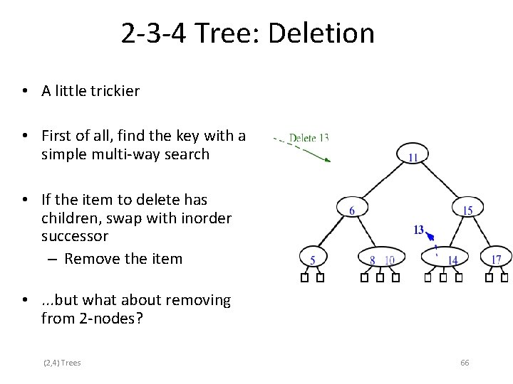 2 -3 -4 Tree: Deletion • A little trickier • First of all, find
