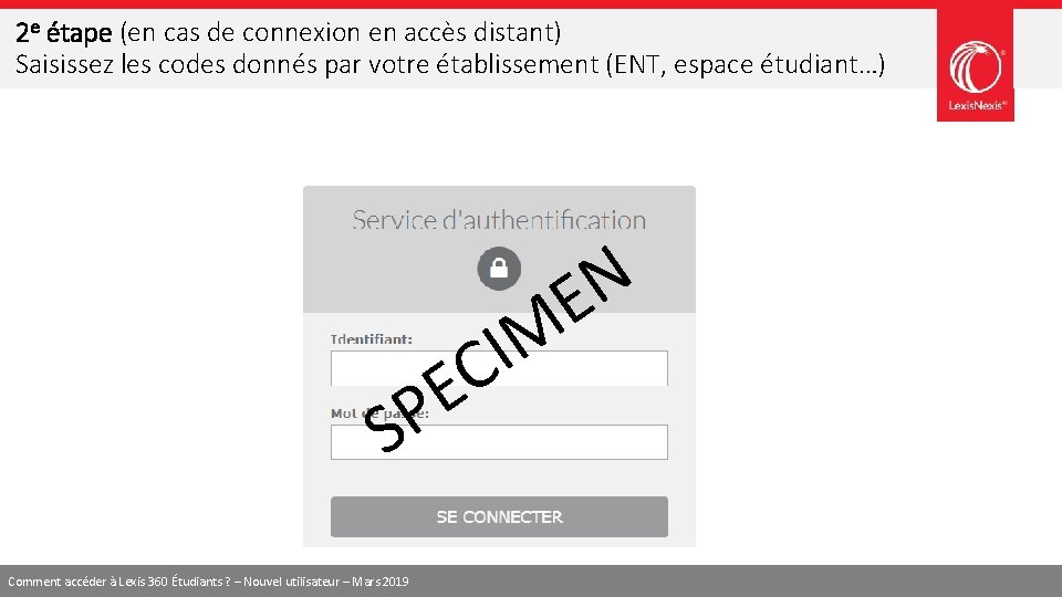 2 e étape (en cas de connexion en accès distant) Saisissez les codes donnés