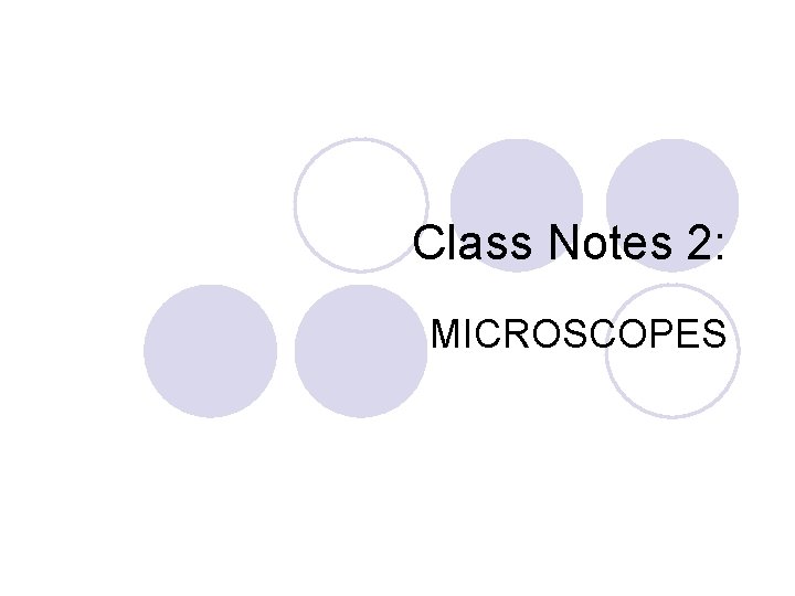 Class Notes 2: MICROSCOPES 