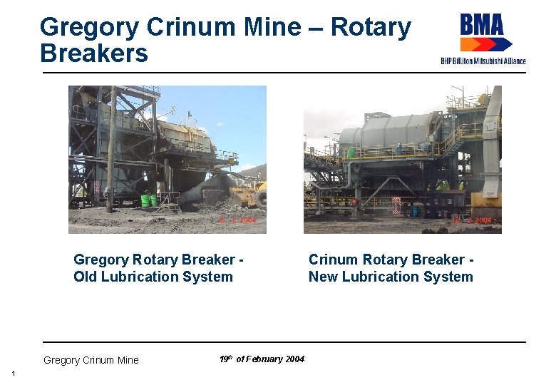 Gregory Crinum Mine – Rotary Breakers Gregory Rotary Breaker Old Lubrication System Gregory Crinum