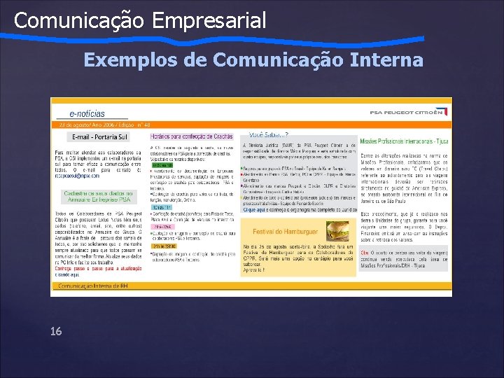 Comunicação Empresarial Exemplos de Comunicação Interna 16 