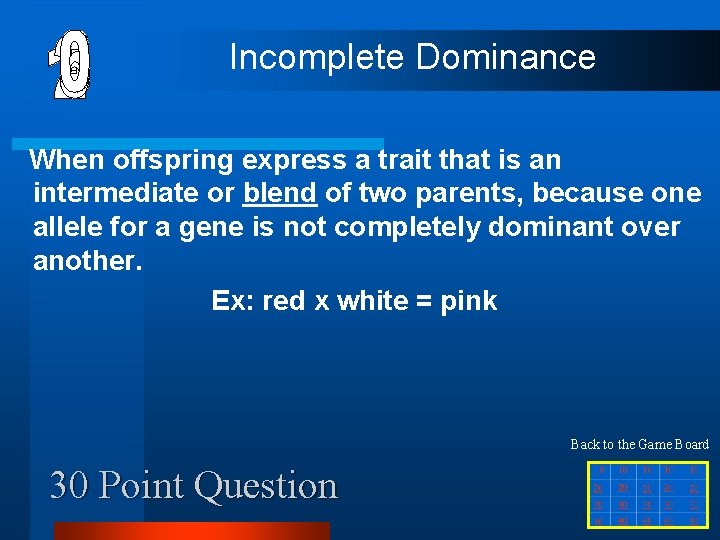 Incomplete Dominance When offspring express a trait that is an intermediate or blend of