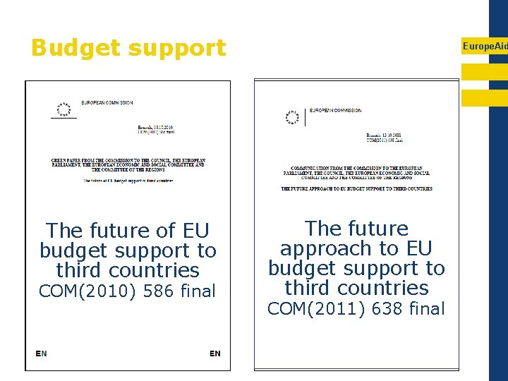 Budget support The future of EU budget support to third countries COM(2010) 586 final